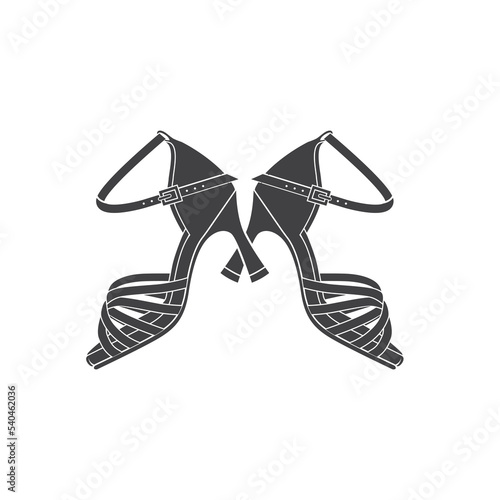 Ballroom dance shoes icon silhouette. Vector illustration. Shoes for dance classes.