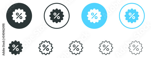 sale badge icon, percent price tag icon sign . shopping tag, percentage, ribbon, discount, label, divide icons