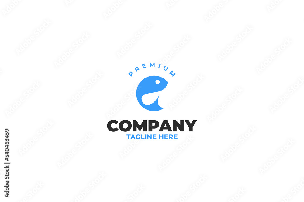 Flat circle round fish logo design vector template illustration Flat circle round fish logo design vector template illustration