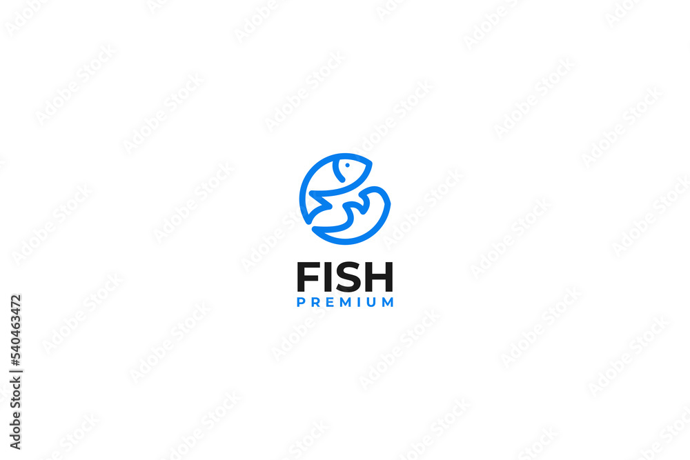 Flat circle round fish logo design vector template illustration Flat circle round fish logo design vector template illustration