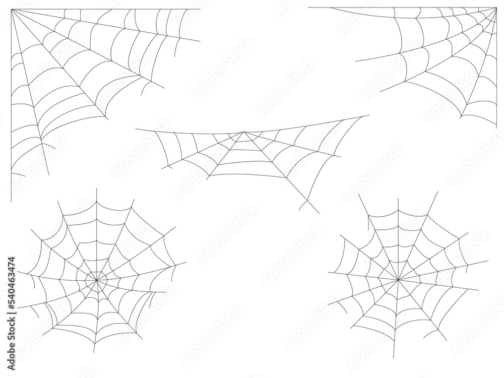 Collection of cobwebs for Halloween. Illustration on a transparent ...