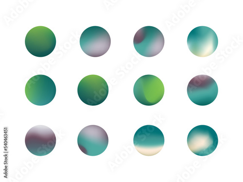 Abstract green circles collection. Highlights template for social media. Summer field design. Vector stock illustration