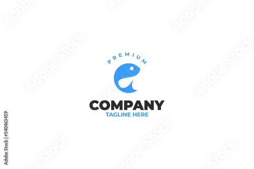 Flat circle round fish logo design vector template illustration