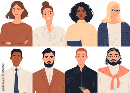 Portraits of diverse mixed age group of business professionals.