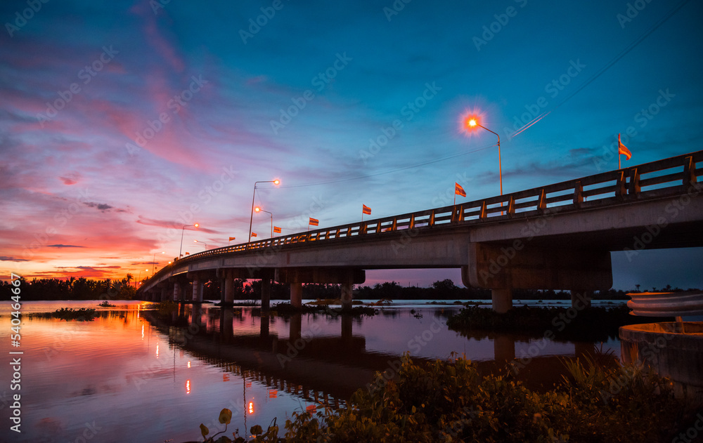 sky sunset clouds with bridge sky sunset clouds with bridge