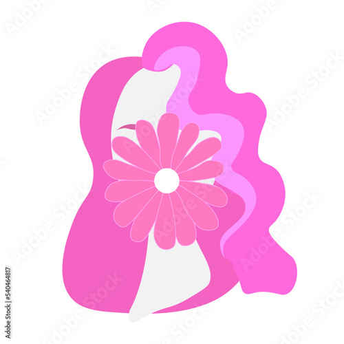 Pink hair lady with pink flower instead of face