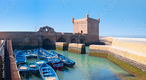 Wall of an ancient castle Sqala mogador historic city medina of Essaouira, Morocco photo