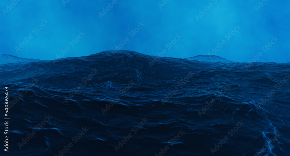Dark blue sea surface for background. 3D rendering.