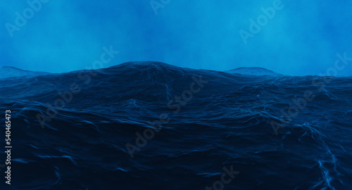 Dark blue sea surface for background. 3D rendering.