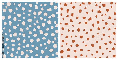 Abstract set of dots seamless repeat pattern. Random placed, vector, irregular polka dot all over surface print.