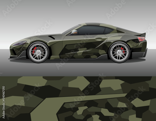 Camouflage car texture template for vinyl wrap and decal print. Geometric camo urban style ornament.