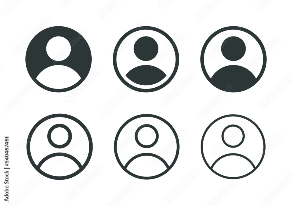 User profile login icon, account user icon sign, male person profile avatar symbol in circle User profile login icon, account user icon sign, male person profile avatar symbol in circle