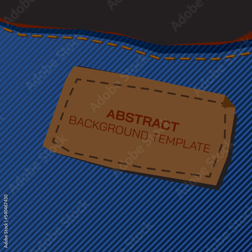 Abstract blue jeans texture background punchy vector template with blank space at leather tag. photo