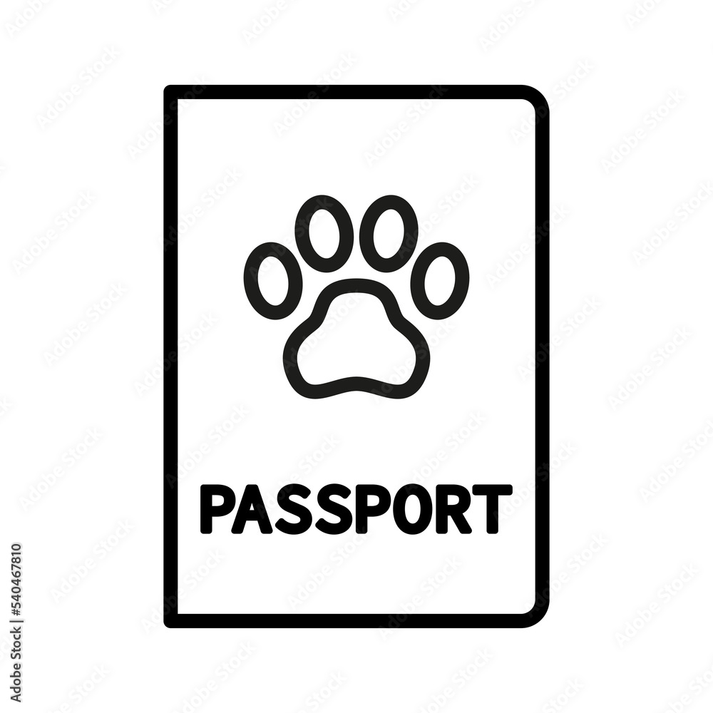 Pet passport icon. Animal travel document. Personal passport for travel with dog or cat.