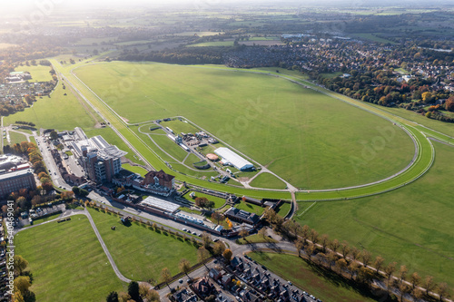 Bild auf Leinwand Aerial view of York racecourse and grandstand