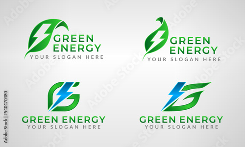Set collection of green energy logo