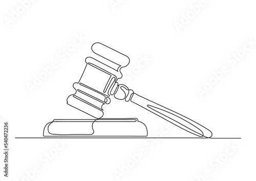 Judge gavel. Continuous line drawing