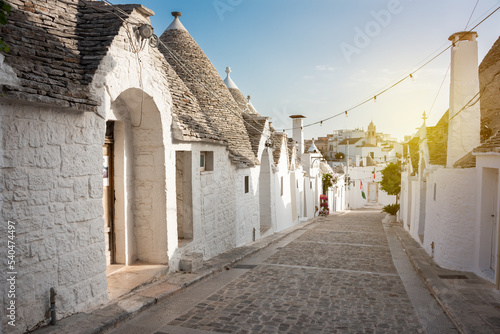 Alberobello town in Italy, famous for its hictoric trullo houses photo