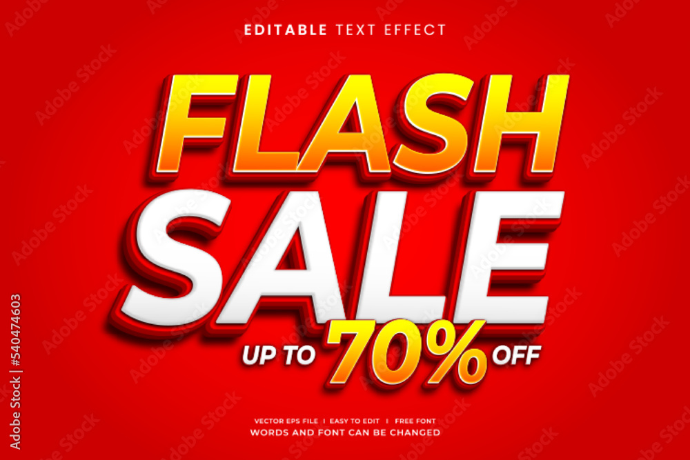 Flash sale 3d editable text effect