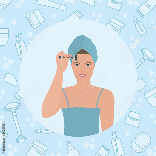 Woman Beauty Routine facial massage Skin Care