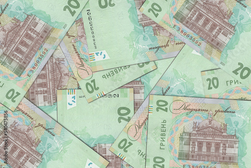 Ukrainian banknotes. Close up money from Ukraine. Ukrainian hryvnia.3D render