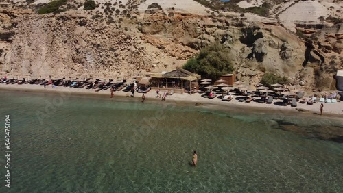 Firiplaka or Fyriplaka Beach Aerial View in Milos, Cyclades Island in Aegean Sea photo