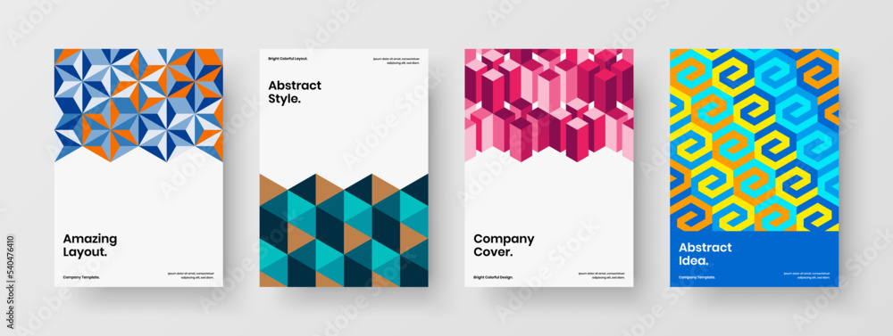 Premium banner A4 design vector illustration composition. Clean mosaic pattern corporate cover layout bundle.