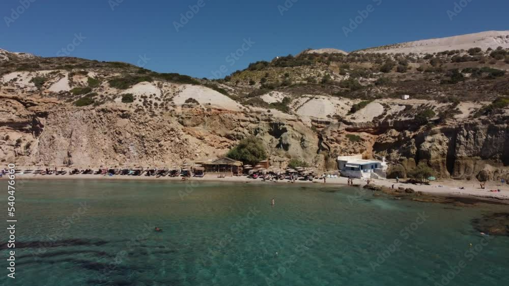 Firiplaka or Fyriplaka Beach Aerial View in Milos, Cyclades Island in Aegean Sea Firiplaka or Fyriplaka Beach Aerial View in Milos, Cyclades Island in Aegean Sea