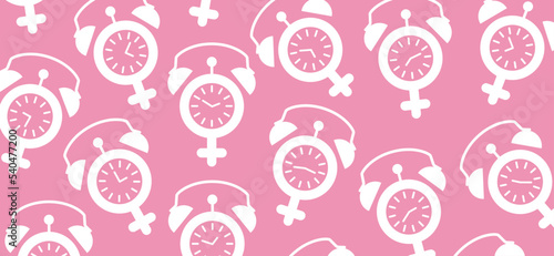 Time icon Clock for word menopause day. Concept hormone replacement therapy. Human alarm clock. Concept of menstrual period. Female estrogen and male testosterone level. Adrenaline hormone.