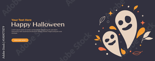Banner illustration of a halloween background with a ghost