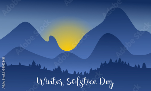 Winter solstice lettering. Elements for invitations, posters, greeting cards
Winter solstice day in December the 21. Greeting card design template. The dark sky with sunset or sunrise