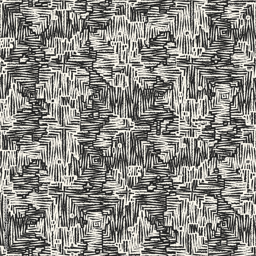 Charcoal Folk Weave Textured Variegated Checked Pattern
