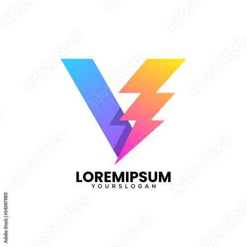 letter v bolt logo design