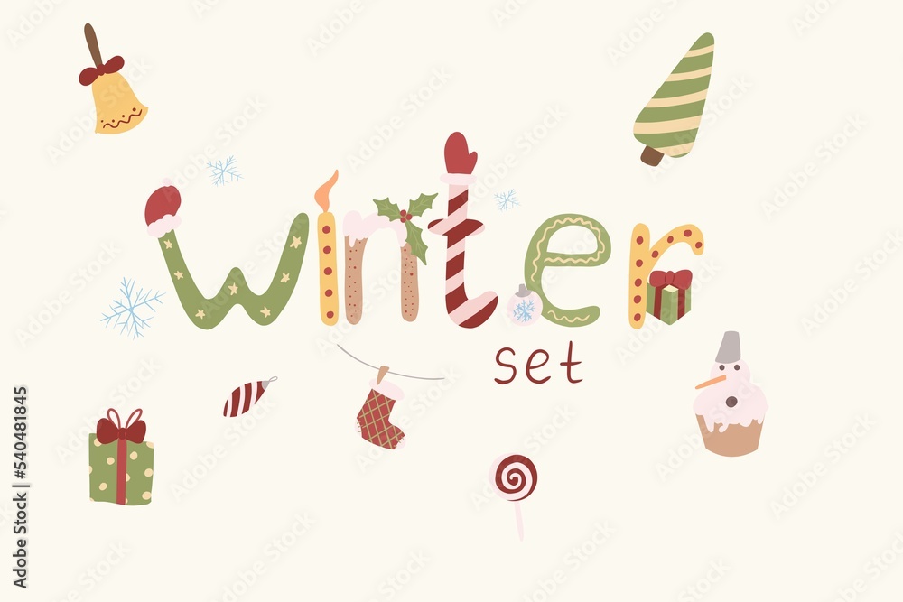 Winter typographic format. Graffiti-style text for postcards, banners, T-shirts and jewelry. Winter typographic format. Graffiti-style text for postcards, banners, T-shirts and jewelry.