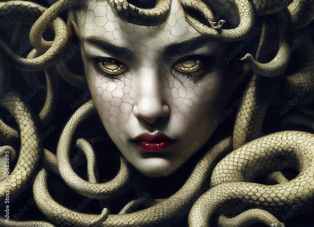 Gorgon Medusa Greek mythology, digital illustration Stock Illustration