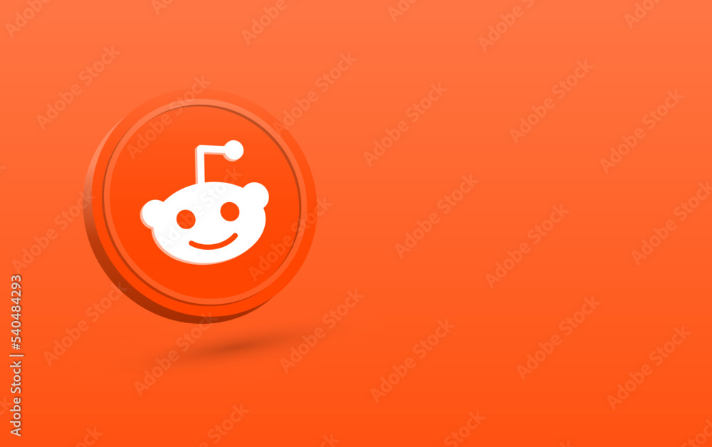 3d reddit logo isolated on blue background . reddit circle button icon ...