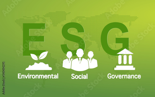 ESG Concept Vector Icon Set- Environment, Social & Shortcut at least