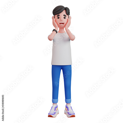 Canvas Print 3d male character frowning and having trouble