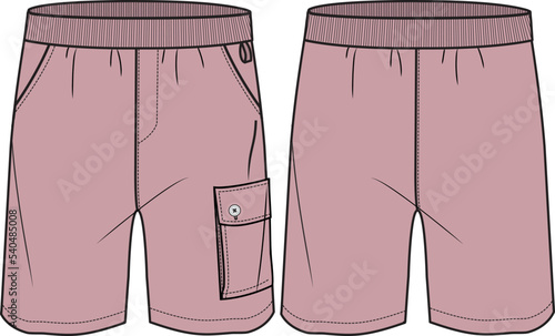 KID BOYS BOTTOM WEAR SHORTS  FRONT AND BACK VECTOR