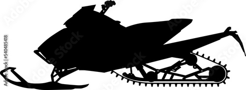 Student constructed racer snowmobile, skimobile, snow scooter snowmachine winter vehicle. realistic silhouette