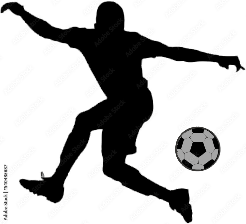 silhouette design of football players in action with transparent background