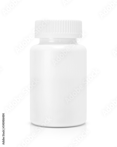 Blank packaging white plastic bottle for supplement or vitamin product design mock-up