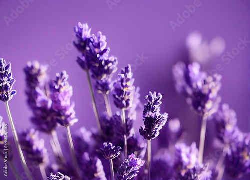 Lavender flowers with a vivid Purple background.