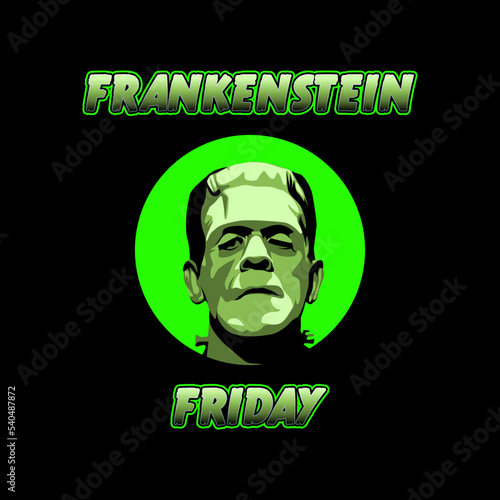 vector graphic of frankenstein friday good for frankenstein friday celebration. flat design. flyer design.flat illustration.