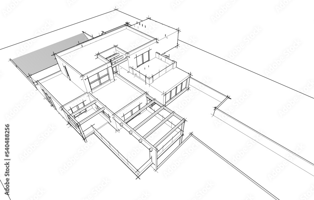 house building sketch architecture 3d illustration house building sketch architecture 3d illustration