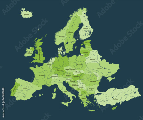 European rivers vector detailed map