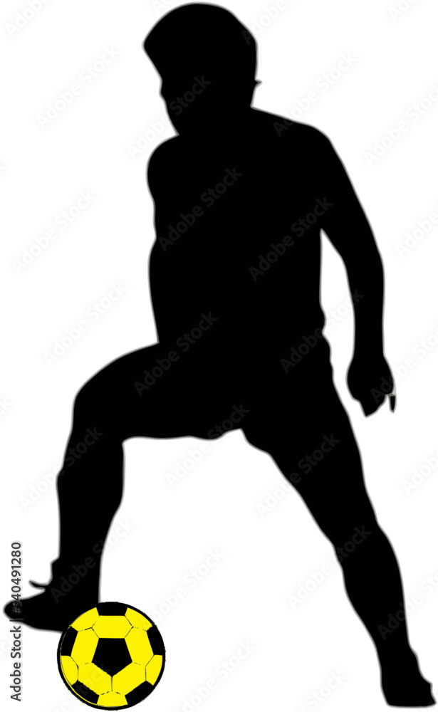 silhouette design of football players in action with transparent background