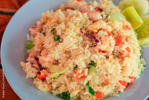 Shrimps and vegetables fried rice
