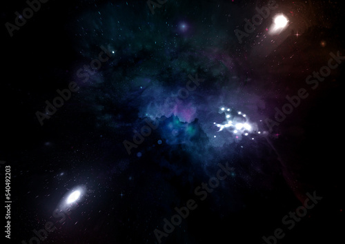 galaxy in a free space. 3D rendering