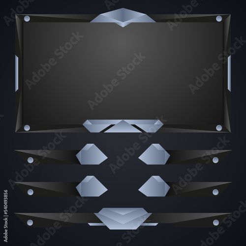 Modern live stream overlay screen with metal borders. Abstract webcam overlay frame for live video streaming.